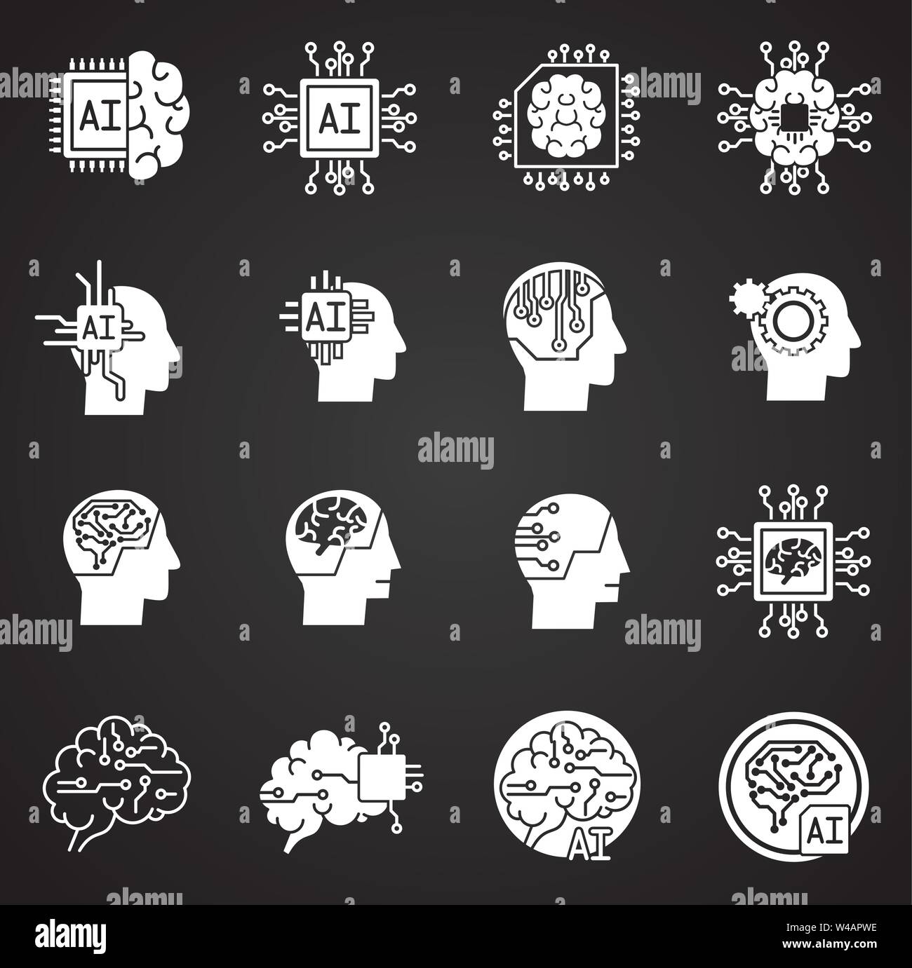 Les icônes d'Ia Intelligence artificielle situé sur arrière-plan de conception graphique et web. Simple illustration. Concept Internet symbole de bouton site web Illustration de Vecteur