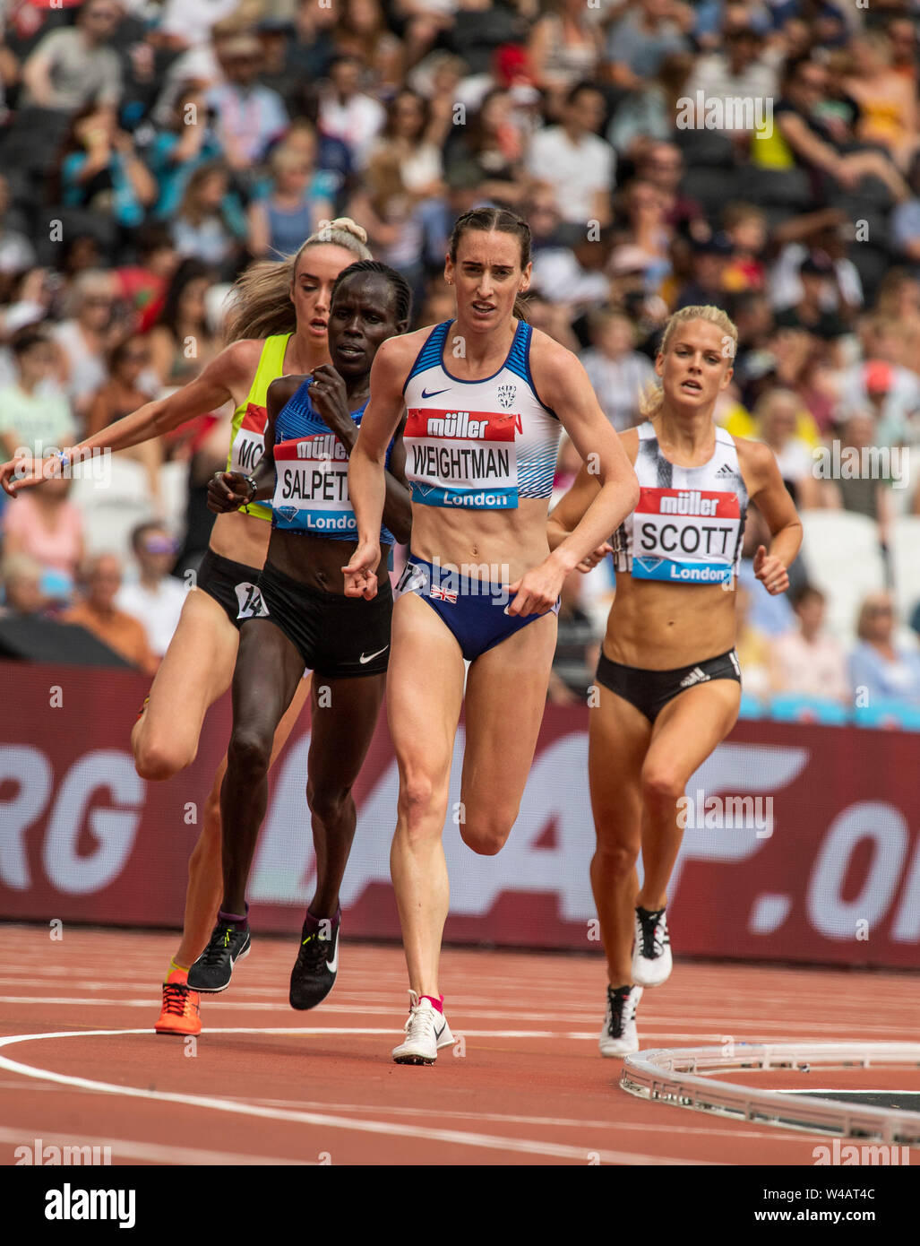 Londres, Royaume-Uni. 21 juillet 2019. Laura Weightman de Grande-bretagne en action dans du 5 000 m féminin lors de la deuxième journée de l'IAAF Jeux Anniversaire Muller Diamond League événement au stade de Londres le 21 juillet 2019 à Londres, en Angleterre. Gary Mitchell/ Alamy Live News Banque D'Images