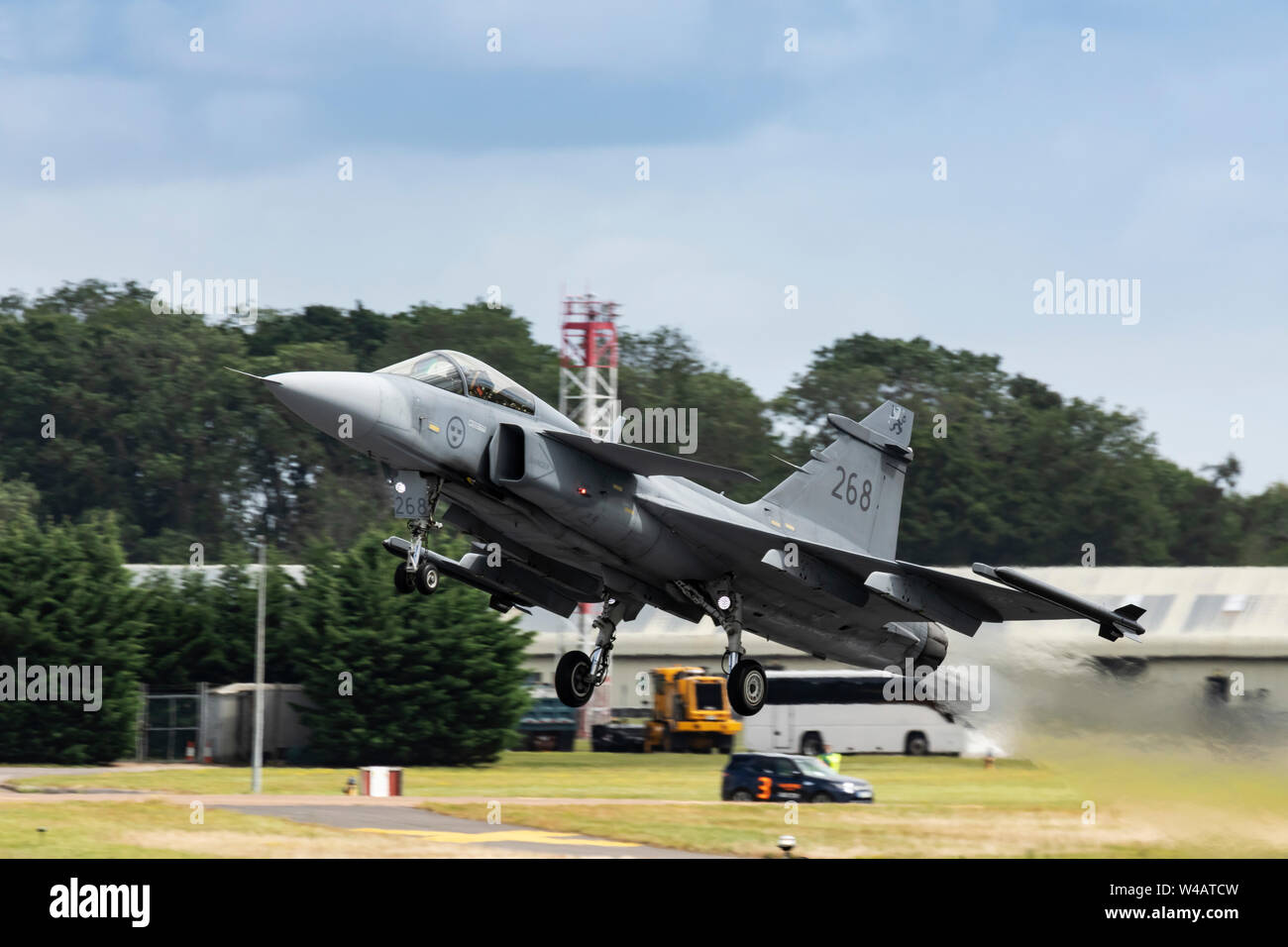 Armée de l'air suédoise Saab Gripen battant le 20 juillet 2019 à RIAT 2019, RAF Fairford, Gloucestershire, Royaume-Uni Banque D'Images