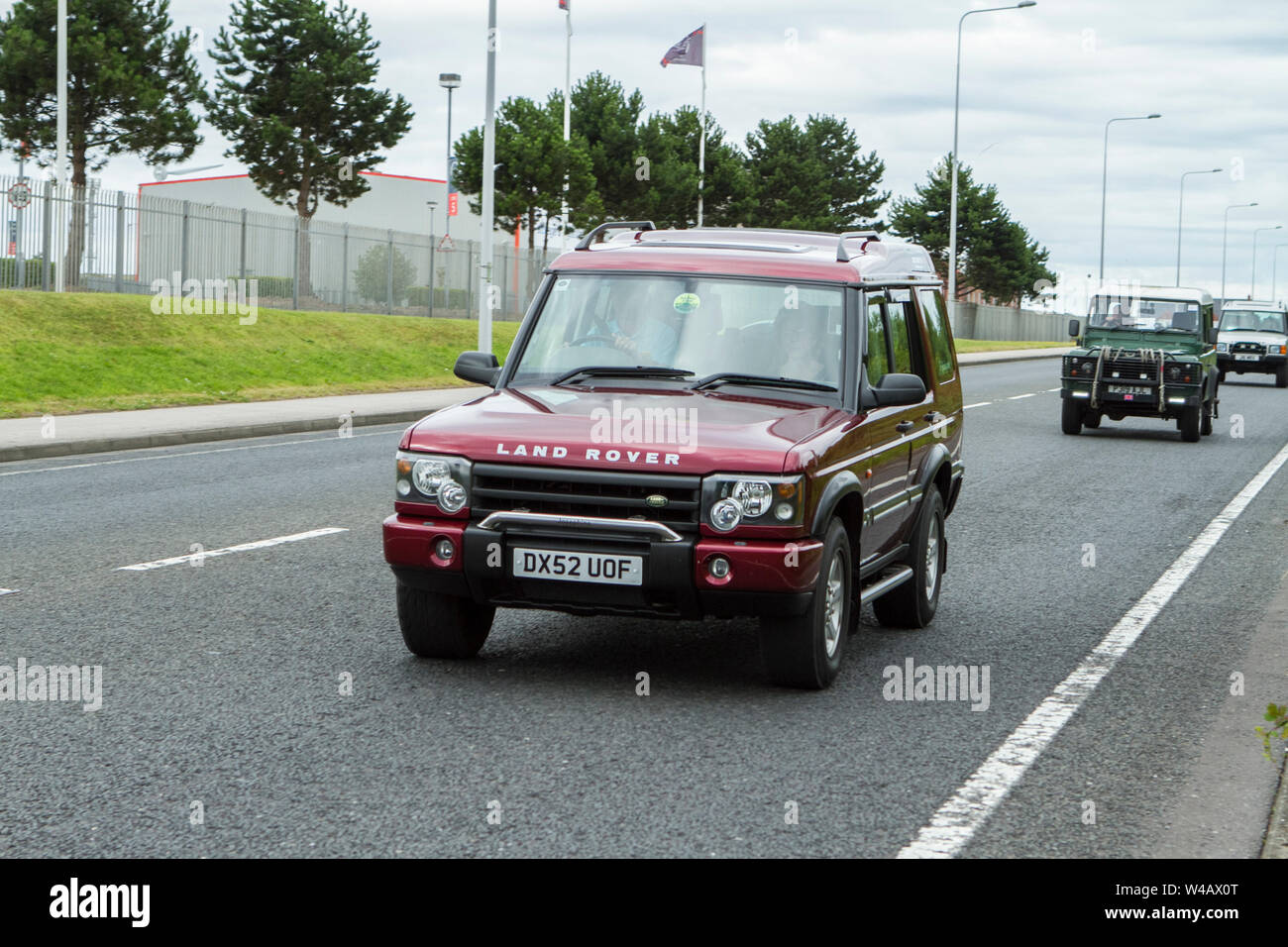 5000 Festival des transports - Tram Dimanche 2019 DX52 UOF land rover véhicules anciens et voitures participer à la classic car show dans le Lancashire, Royaume-Uni Banque D'Images