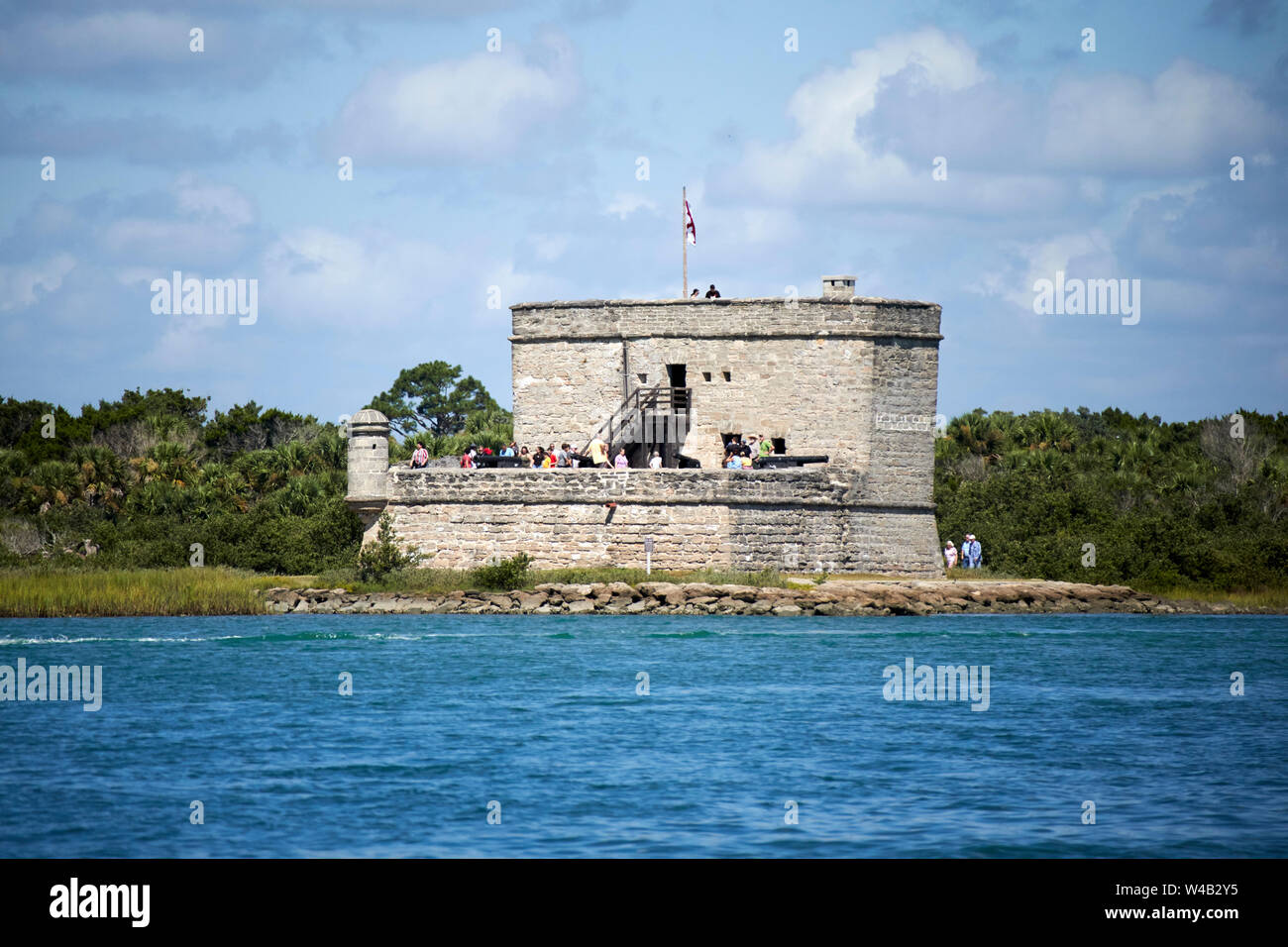 Les touristes sur Fort Matanzas national monument St Augustine en Floride US USA Banque D'Images