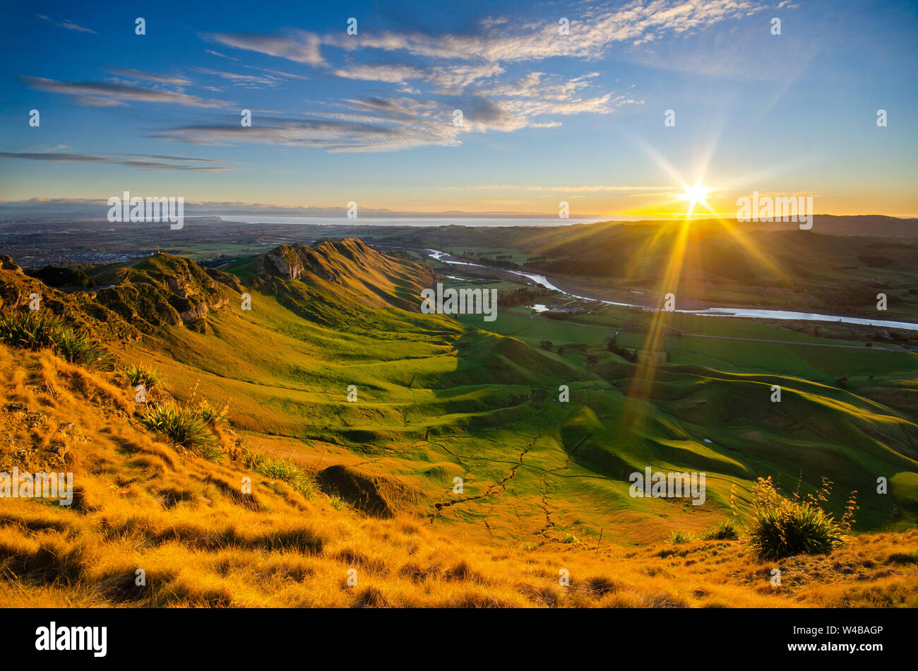 Lever du soleil à Te Mata Peak, Nouvelle-Zélande Banque D'Images