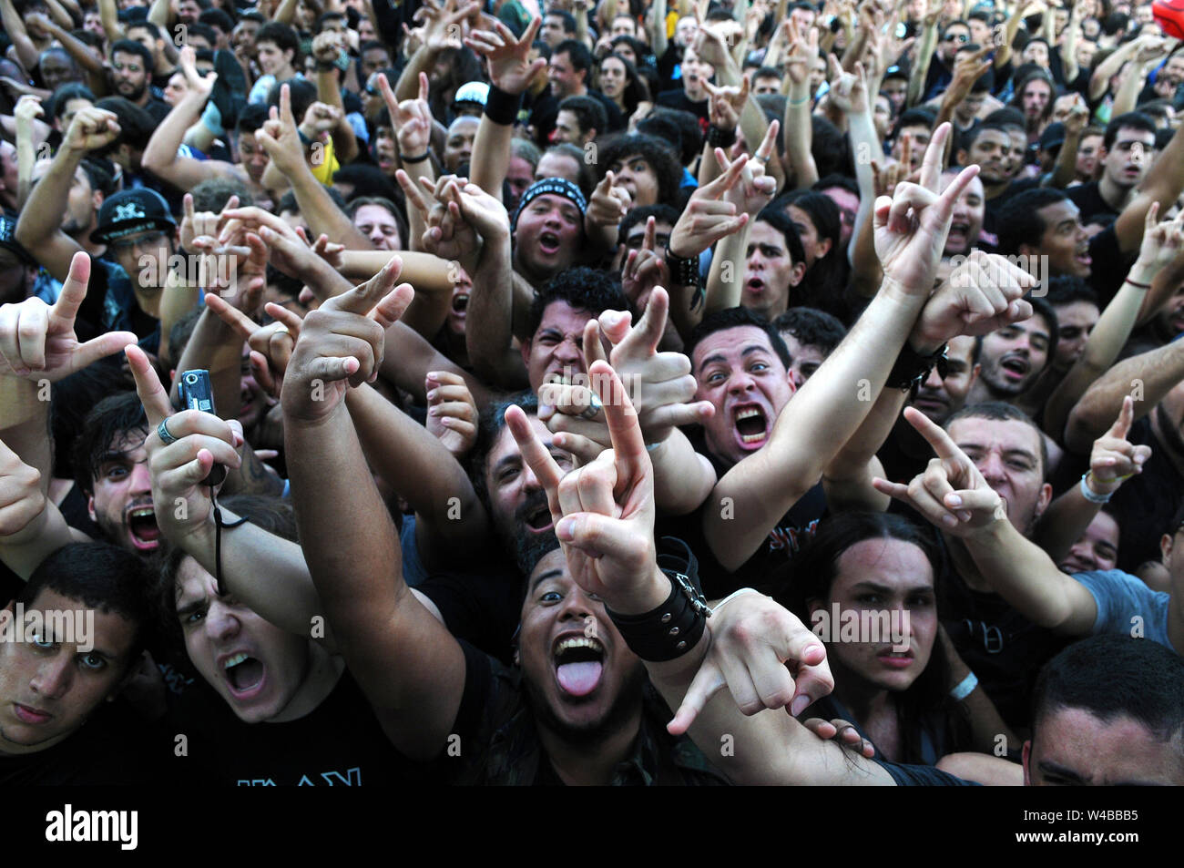 Rio de Janeiro, Brésil, 21 septembre 2017.Fans de Rock et de musique pendant le festival Rock in Rio dans la ville de Rio de Janeiro. Banque D'Images