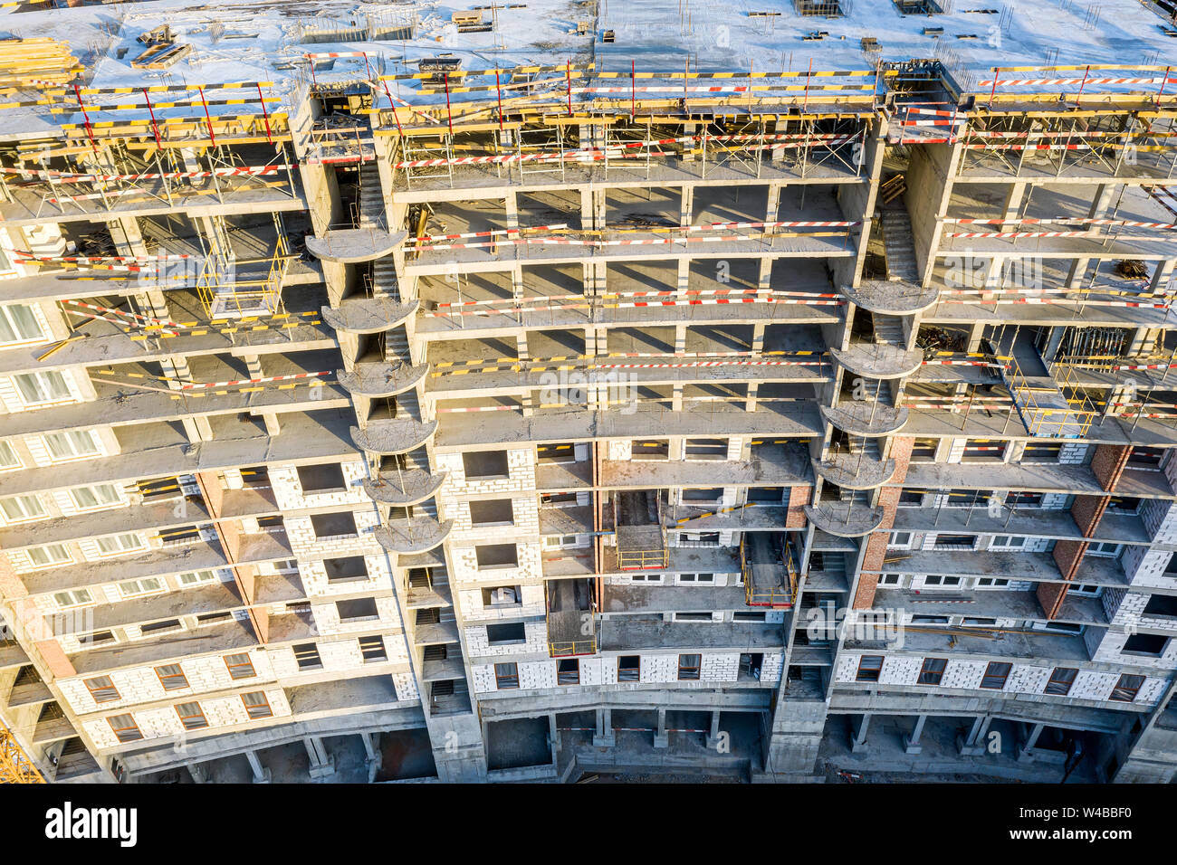 Tour d'habitation en construction. ville construction Vue aérienne du site top Banque D'Images
