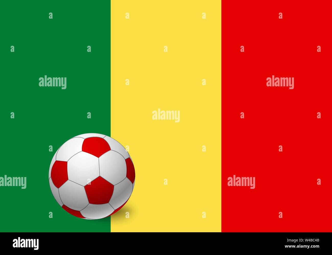 Le Mali d'un drapeau et d'un ballon de football. Fond nationale de football. Ballon de soccer avec drapeau du Mali vector illustration Illustration de Vecteur