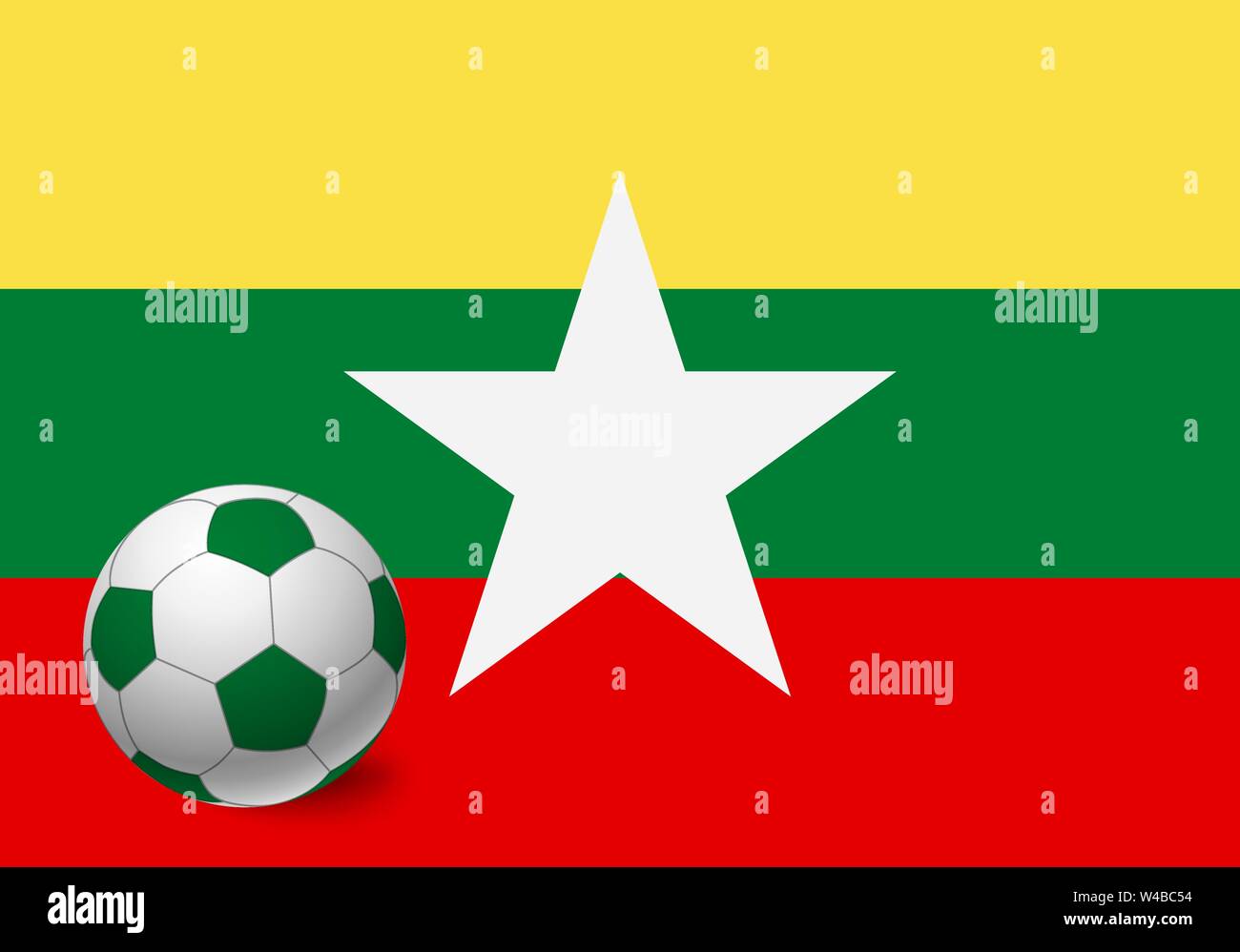 Myanmar drapeau et ballon de football. Fond nationale de football. Ballon de soccer avec le drapeau du Myanmar vector illustration Illustration de Vecteur