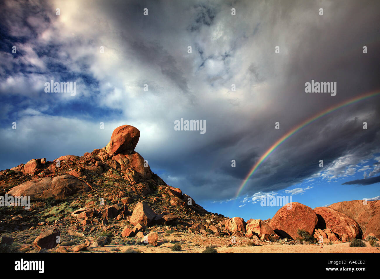 Après la tempête - arc-en-ciel High Desert Afrique du Sud Banque D'Images