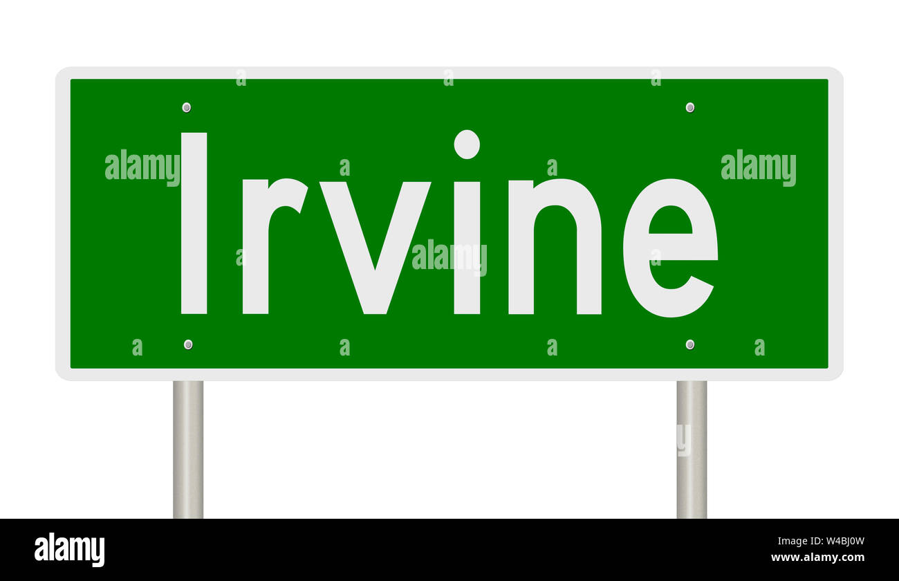 Rendu d'une autoroute verte signe pour Irvine Californa Banque D'Images