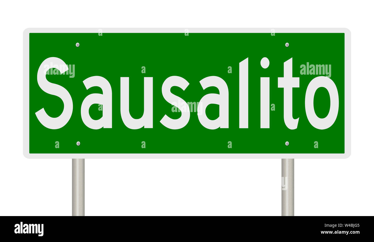 Rendu d'une autoroute verte signe pour Sausalito en Californie Banque D'Images