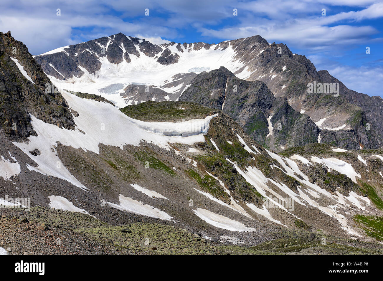 Glacier à Choigan peak. Juillet. La République de Tyva. L'Asie centrale Banque D'Images