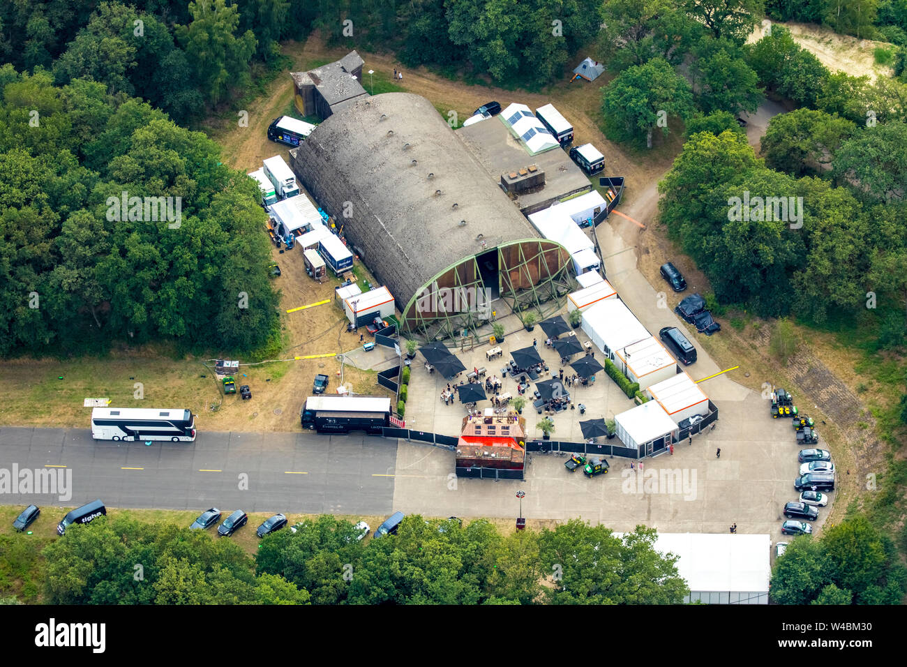 Festival 2019 ParookaVille Luftbild à l'aéroport de Weeze, fête de la musique dans le domaine de la musique de danse électronique à Weeze sur le Rhin inférieur, Rhénanie-N-W Banque D'Images