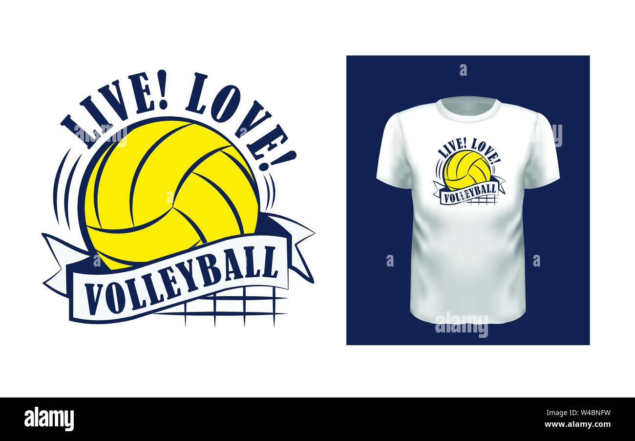 Vivre, aimer, volley-ball t shirt print design Illustration de Vecteur