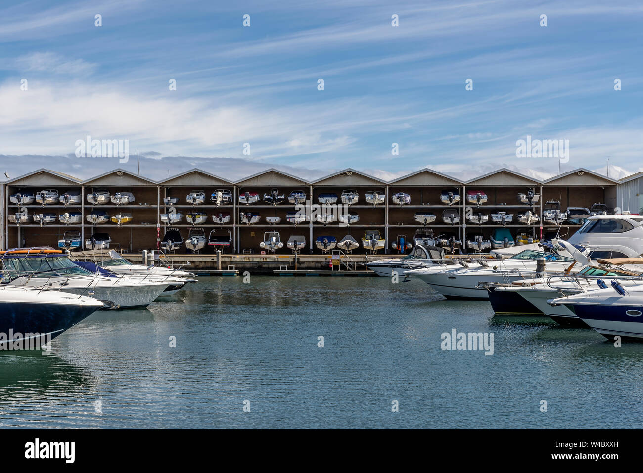 Couchettes et le stockage des bateaux dans la marina de St Kilda, Melbourne, Australie Banque D'Images