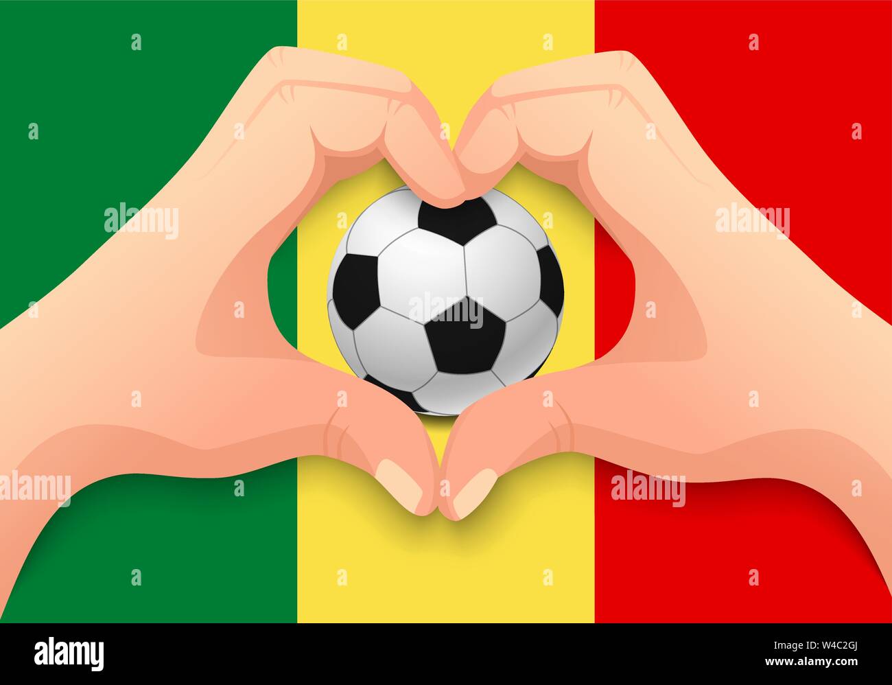 Mali drapeau et côté cœur. Fond nationale de football. Ballon de soccer avec drapeau du Mali vector illustration Illustration de Vecteur