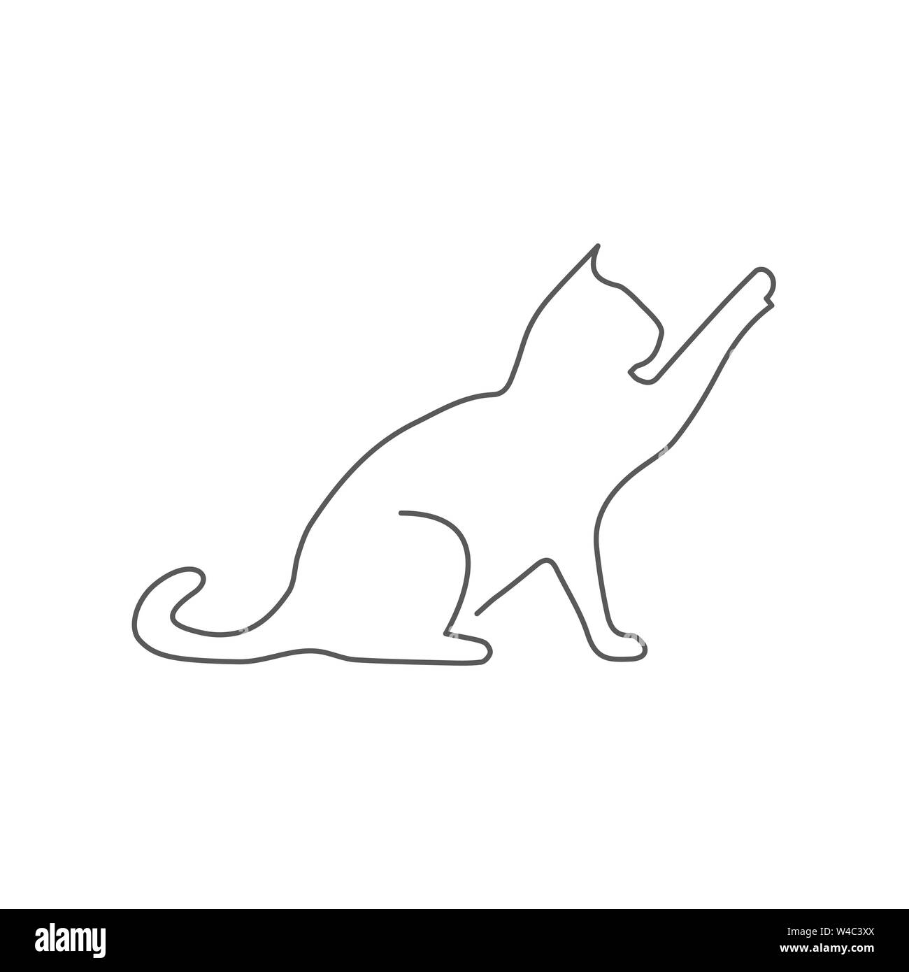 Un chat blanc sur le dessin des lignes Illustration de Vecteur