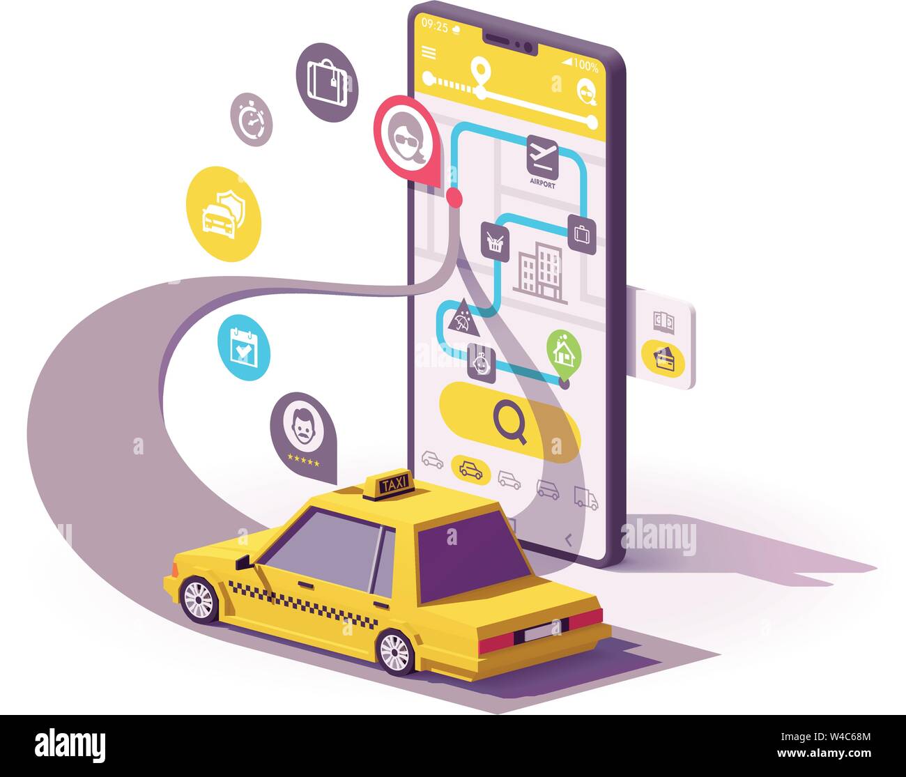 Taxi vecteur illustration de l'application mobile Illustration de Vecteur