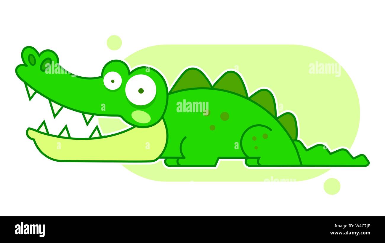 Crocodile dessin animé isolé sur fond blanc Funny Cartoon Character Illustration de Vecteur