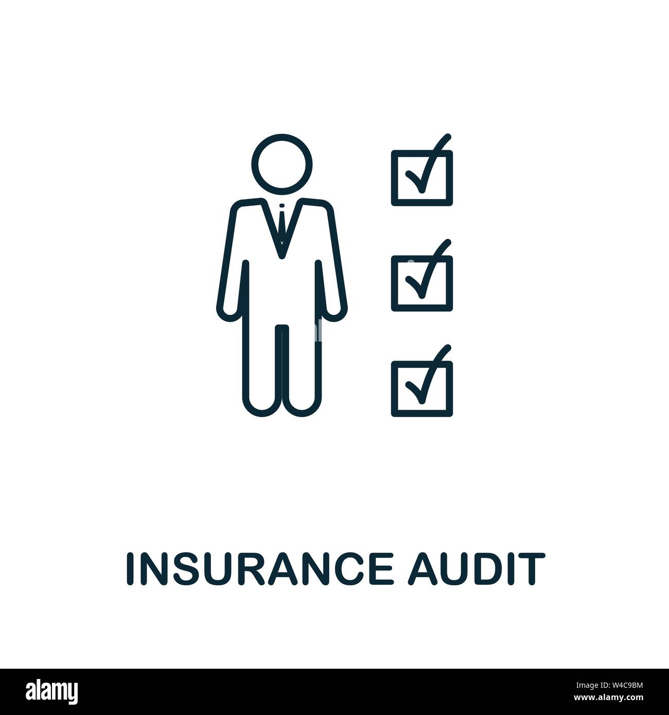 Icône de contour de l'audit d'assurance. Icônes de style ligne mince de la collection d'icônes d'assurance. Conception Web, applications, logiciels et impression audit d'assurance simple Illustration de Vecteur