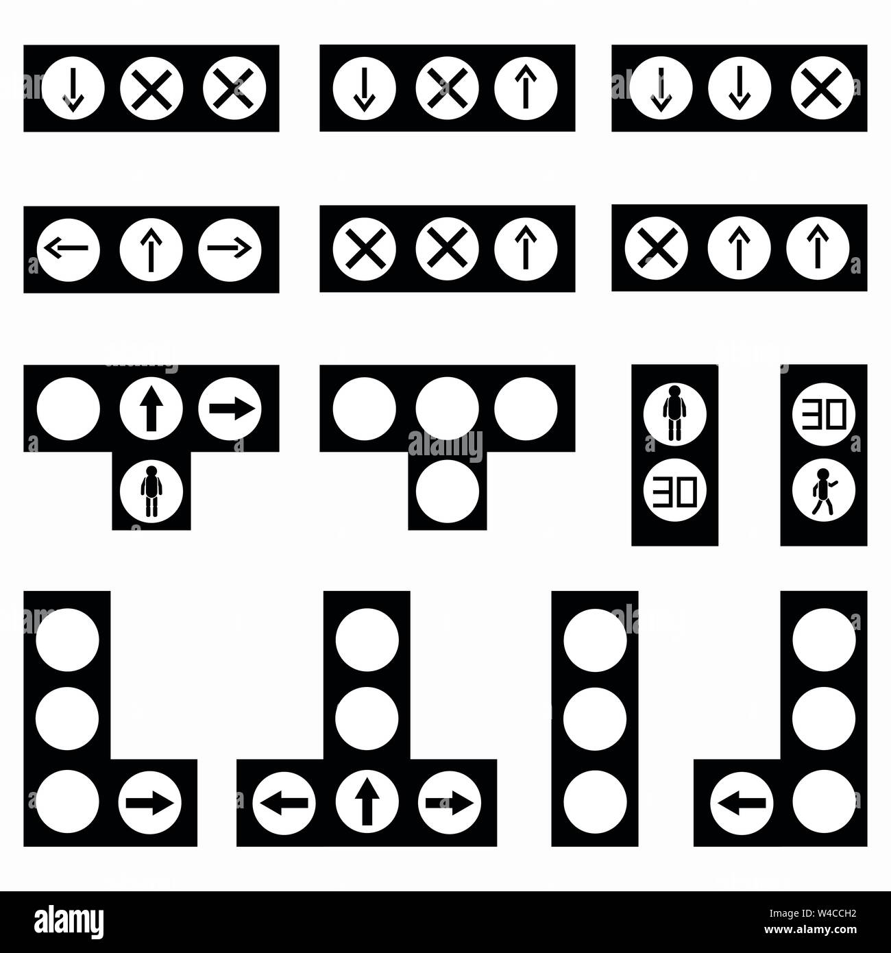 Feux de circulation collection de symboles abstraits Illustration de Vecteur