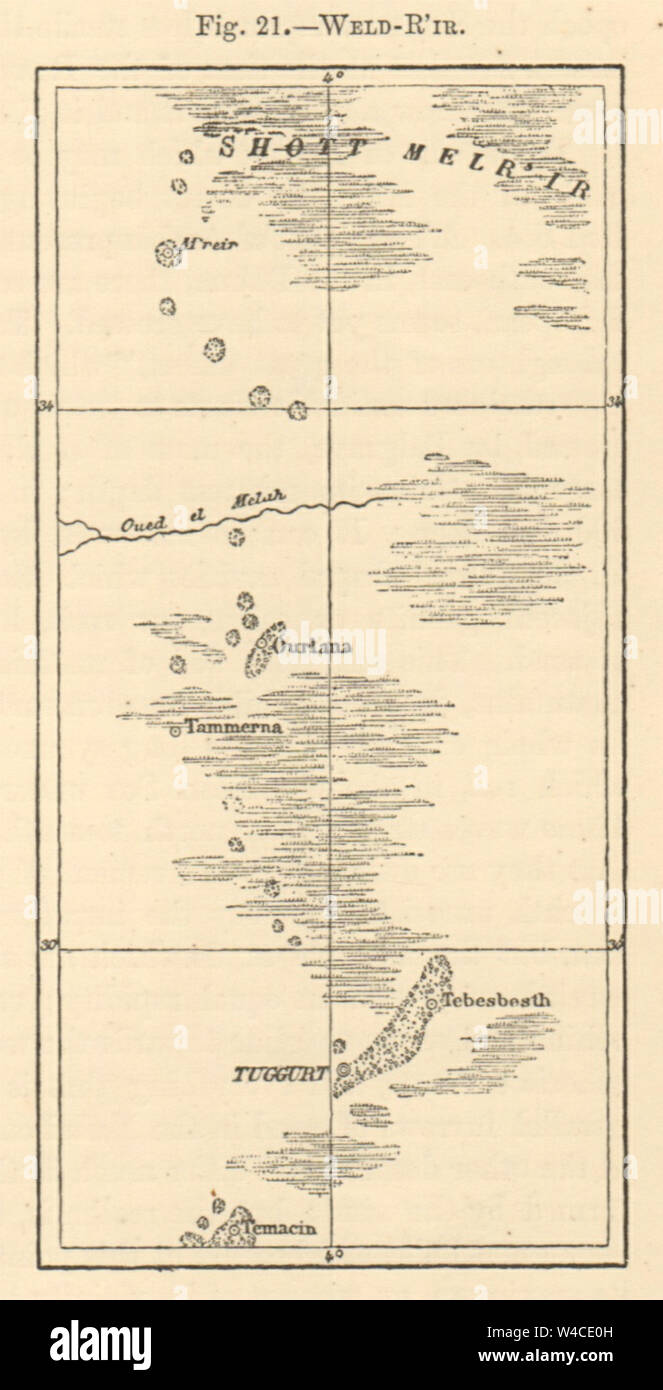 Soudez-R'ir. L'Algérie. Touggourt. Petit croquis 1886 carte graphique ancienne Banque D'Images