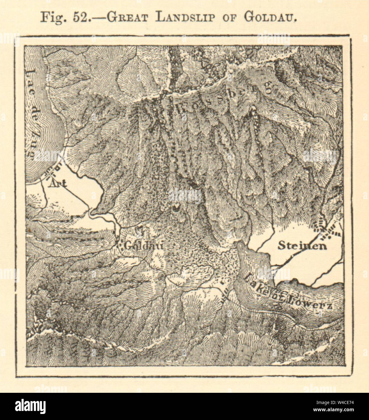 Grand Glissement de Goldau. La Suisse. Steinen Art. petit croquis 1886 Banque D'Images