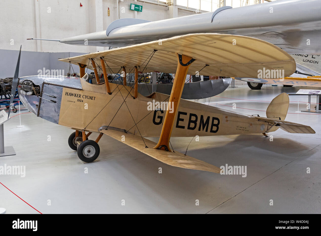 Hawker Cygnet, numéro de série G-EBMB, à l'affiche au Musée de la RAF à Gosford, en Angleterre. Construit en 1924. Biplan britannique. Banque D'Images