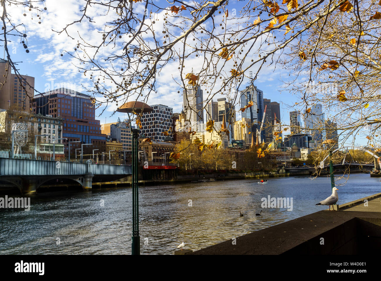 La rivière Yarra Melbourne. Image paysage urbain de Melbourne, Australie Banque D'Images