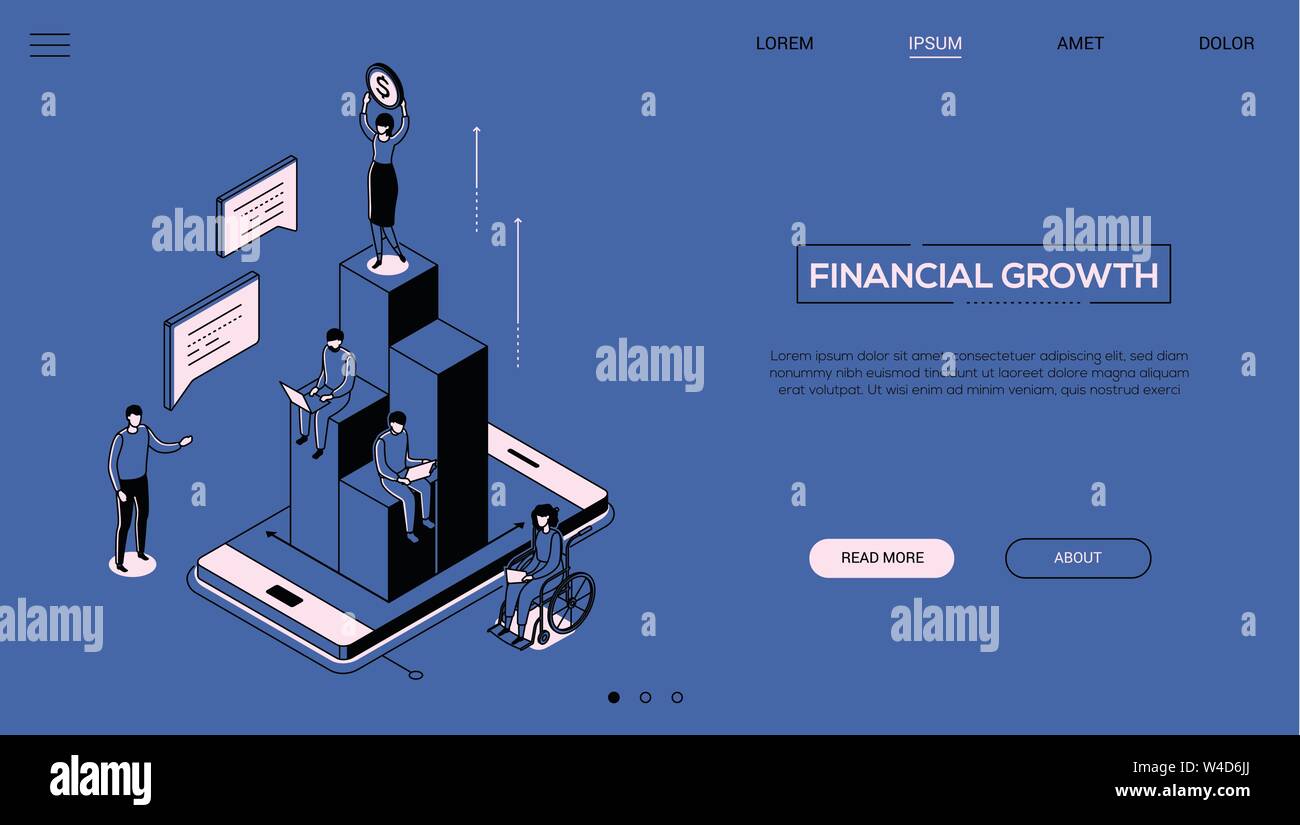 La croissance financière - ligne style design bannière web isométrique Illustration de Vecteur