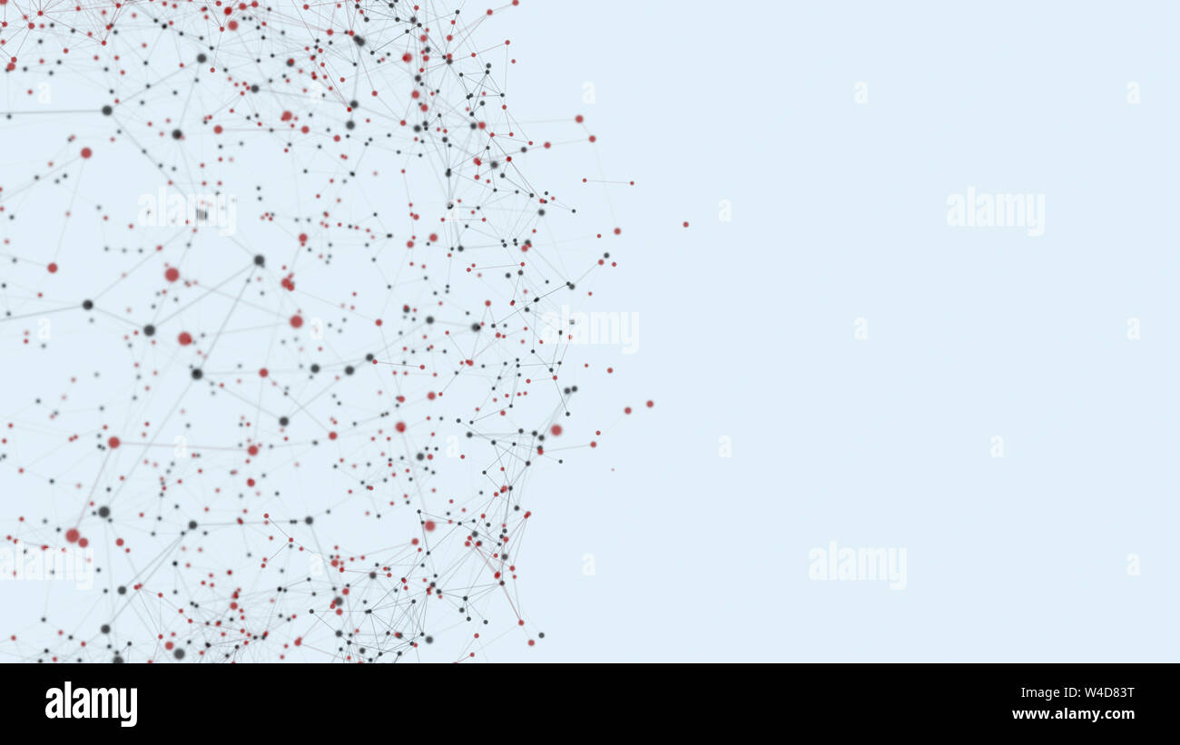 Réseau connecté petit rouge et les points noirs Banque D'Images