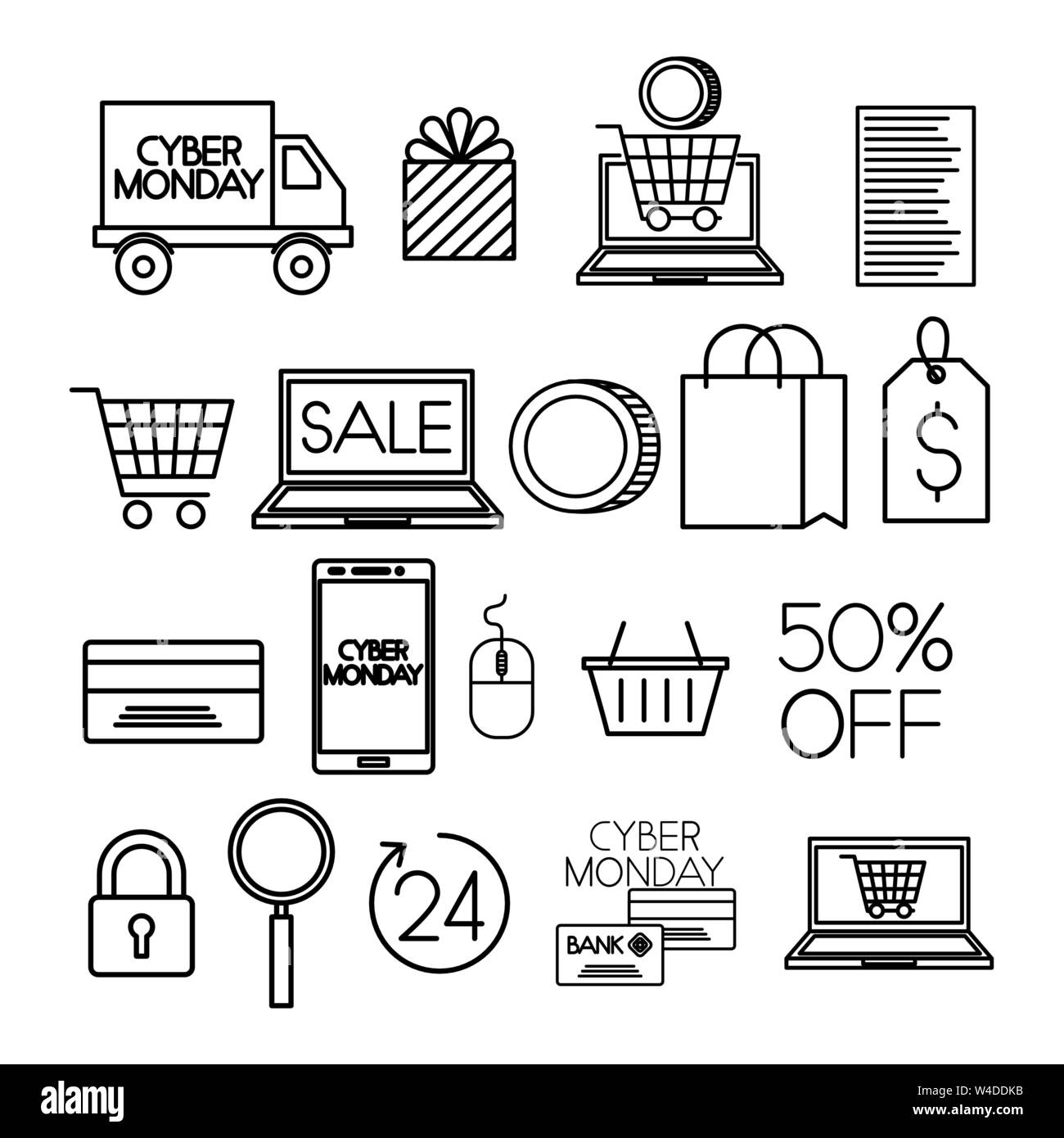 Ensemble d'icônes set d'ecommerce Illustration de Vecteur