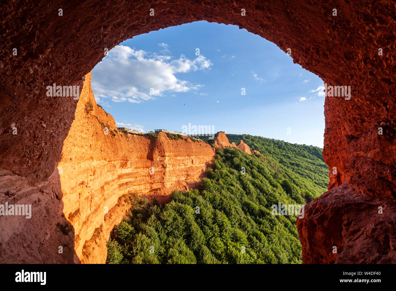 Vue depuis un balcon, Las Médulas, site d'extraction de l'or historique près de la ville de Ponferrada, Leon je Province, Castille, Espagne Banque D'Images