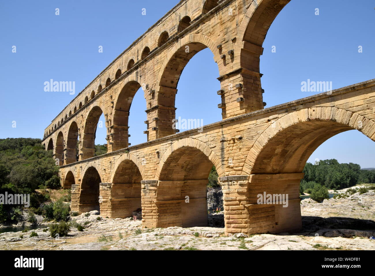 Aqueduc romain ancien Pont du Gard dans le sud de la France Banque D'Images