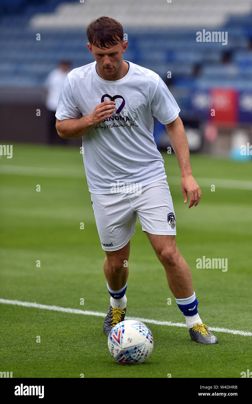 OLDHAM, Angleterre 20 juillet Oldham's Jamie Stott lors de la pré-saison match amical entre et Rochdale Oldham Athletic à Boundary Park, Oldham le samedi 20 juillet 2019. (Crédit : Eddie Garvey | MI News) Banque D'Images