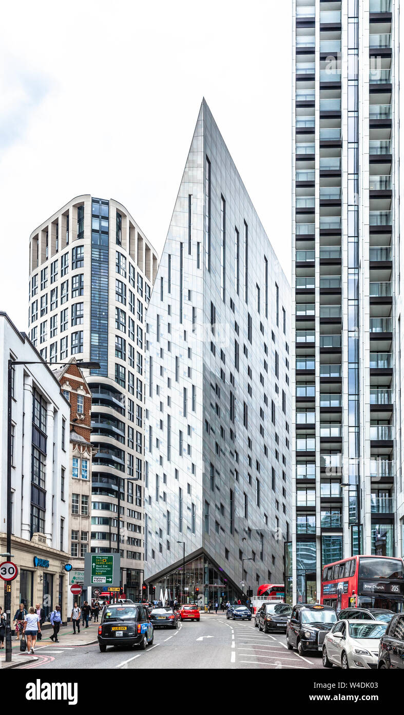 La Route de la ville d'architecture, City Road, Old Street, Shoreditch, London EC1V, England, UK. Banque D'Images