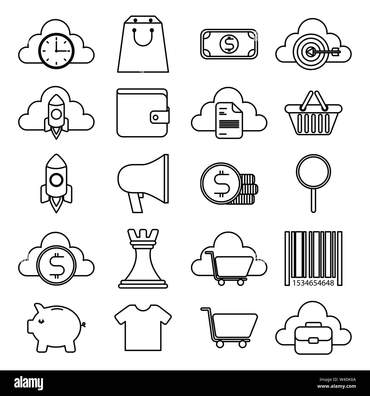 Ensemble de jeu d'Icônes monochromes Illustration de Vecteur