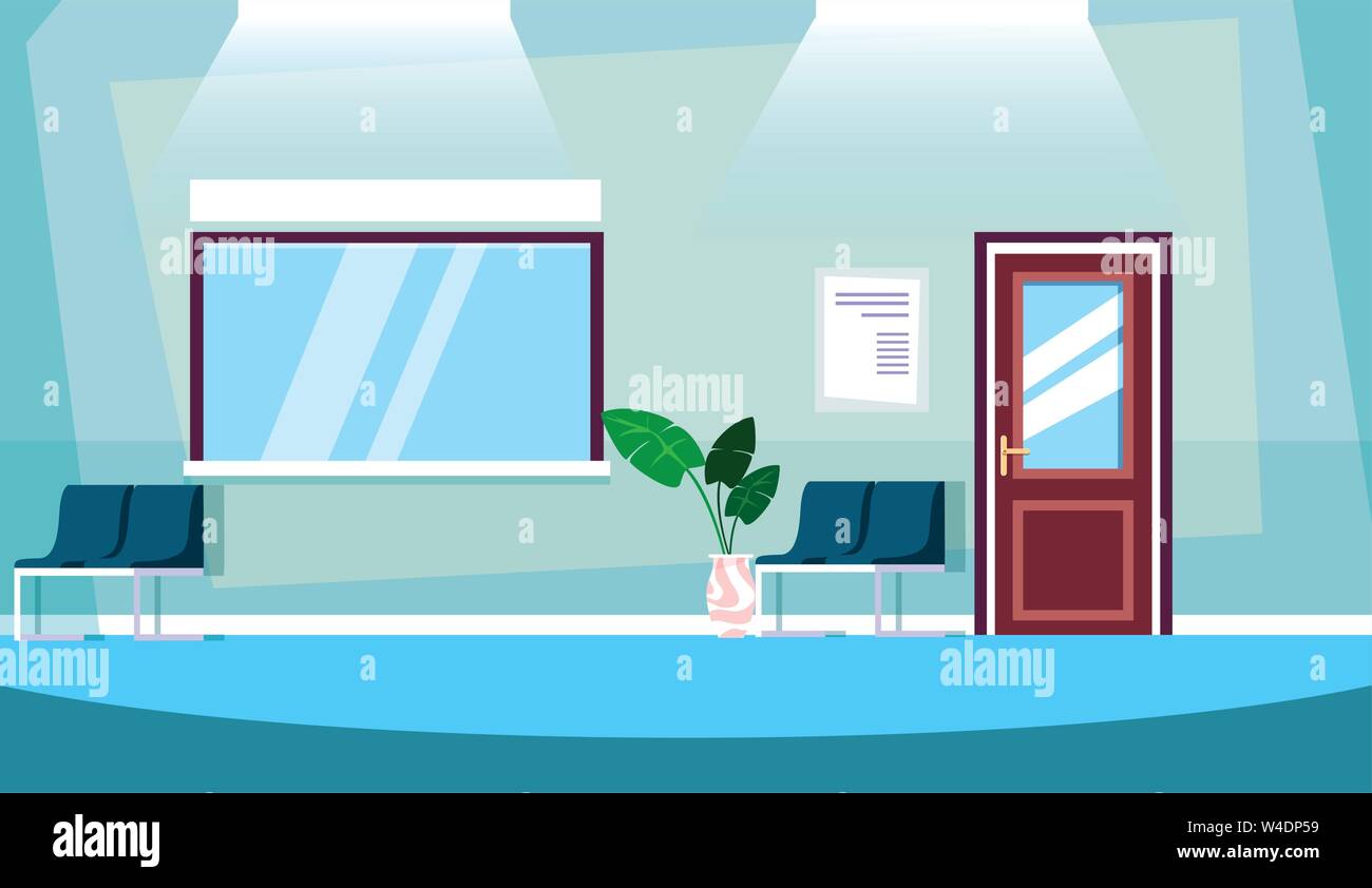 Salle d'attente de l'hôpital à l'intérieur de la conception d'illustration vectorielle de scène Illustration de Vecteur
