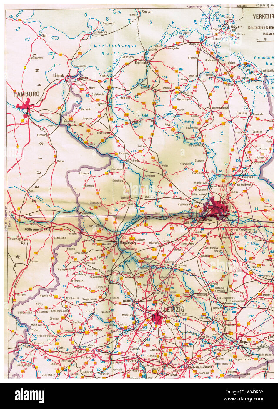 Carte de l'ex-RDA, Leipzig, 1964 Éditions Photo Stock - Alamy