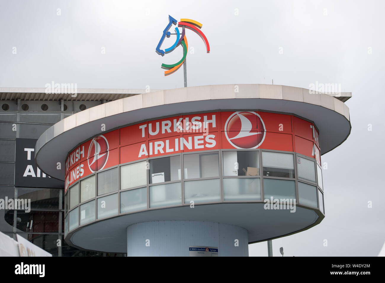 Aix-la-Chapelle, Allemagne. 21 juillet, 2019. Logo de l'CHIO sur le tour du juge, fonction, général, motif aléatoire, World Equestrian Festival, CHIO Aachen 2019 à partir de 16.07 - 21.07.2019 à Aix-la-Chapelle (Allemagne) ; l'utilisation de crédit dans le monde entier | : dpa/Alamy Live News Banque D'Images
