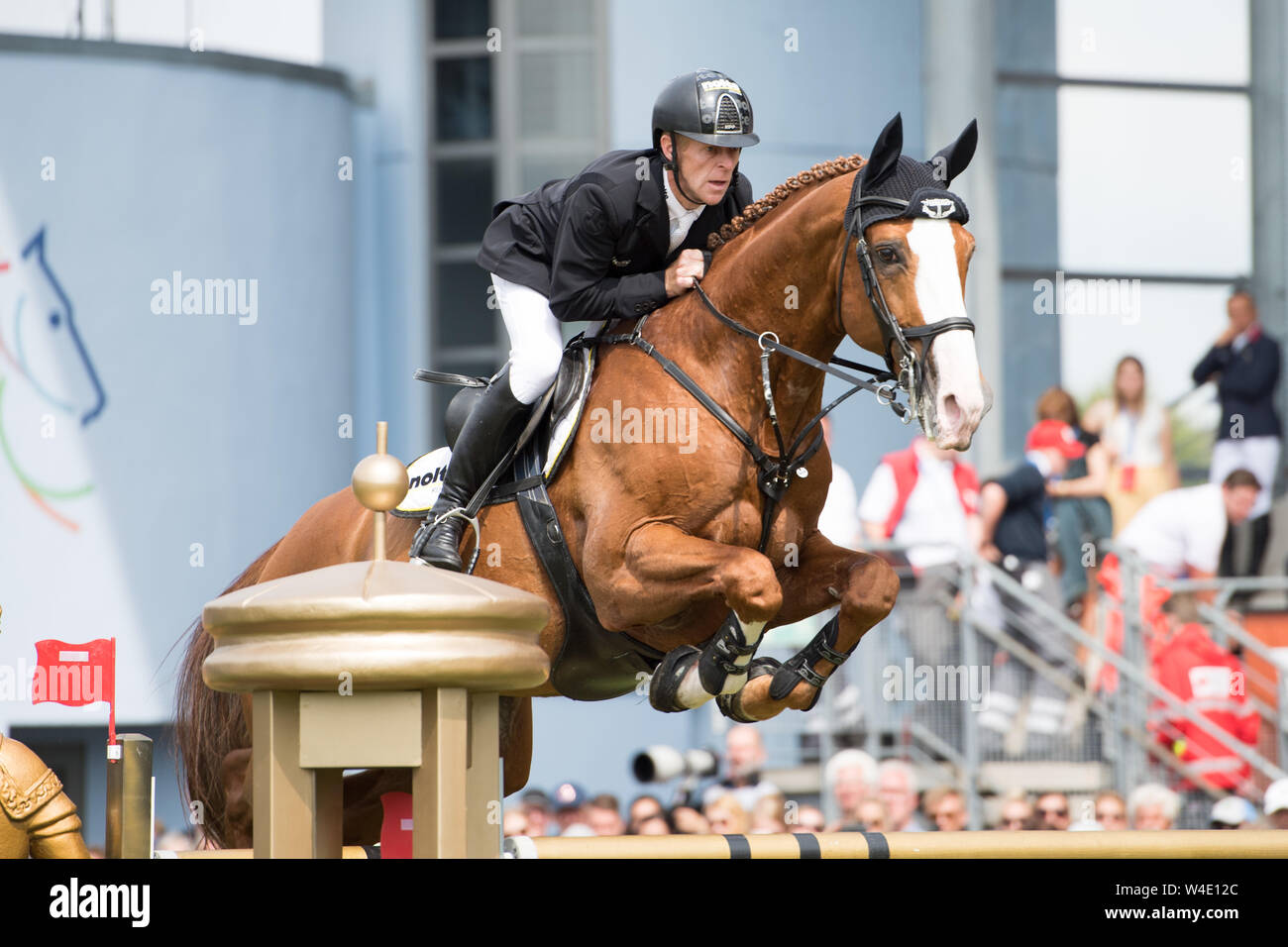 Marcus Ehning, GER, sur Fred funky, Action, Grand Prix Rolex, le Grand Prix d'Aix-la-Chapelle. Le 21.07.2019, World Equestrian Festival, CHIO Aachen 2019 à partir de 16.07 - 21.07.2019 à Aix-la-Chapelle (Allemagne) ; l'utilisation dans le monde entier | Banque D'Images