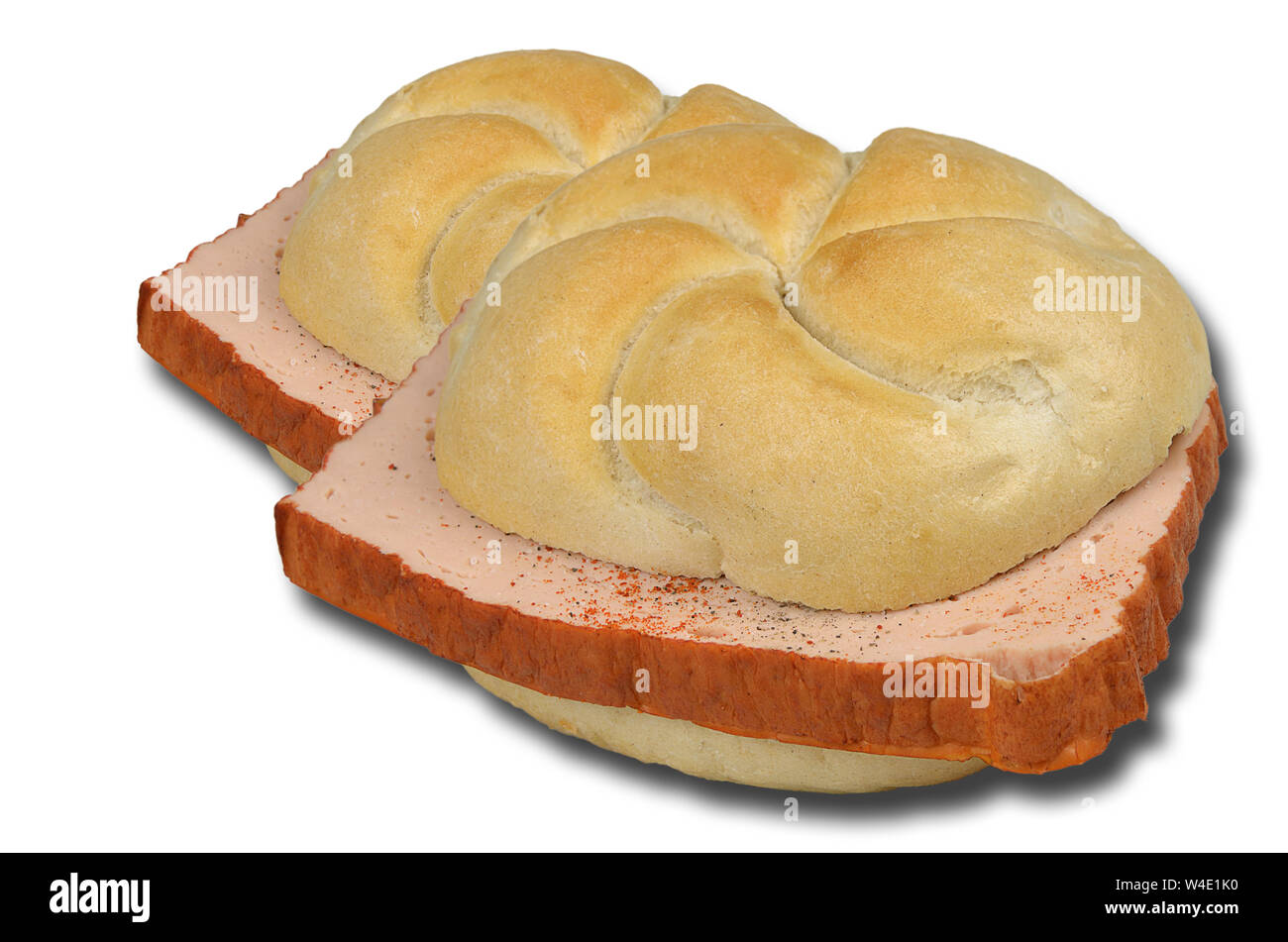 Deux sandwiches avec Meat Loaf, isolé sur fond blanc Banque D'Images