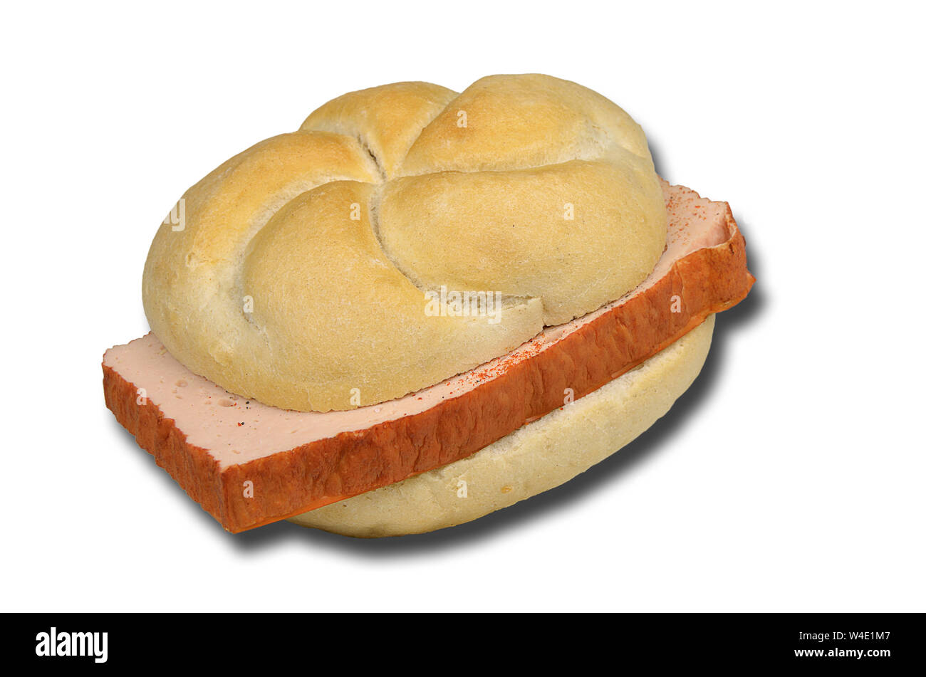 Sandwich avec Meat Loaf, isolé sur fond blanc Banque D'Images