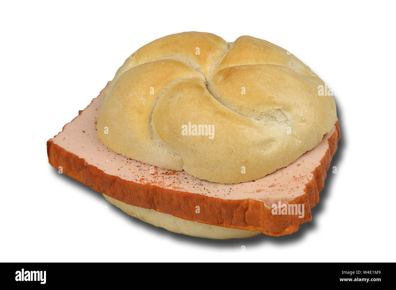 Sandwich avec Meat Loaf, isolé sur fond blanc Banque D'Images