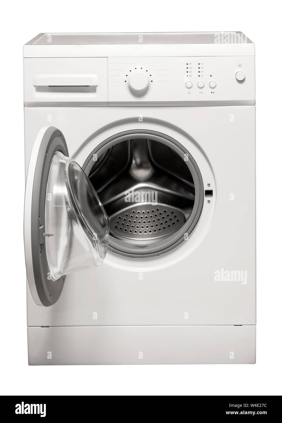 Machine à laver moderne isolé sur fond blanc avec la porte ouverte Photo  Stock - Alamy