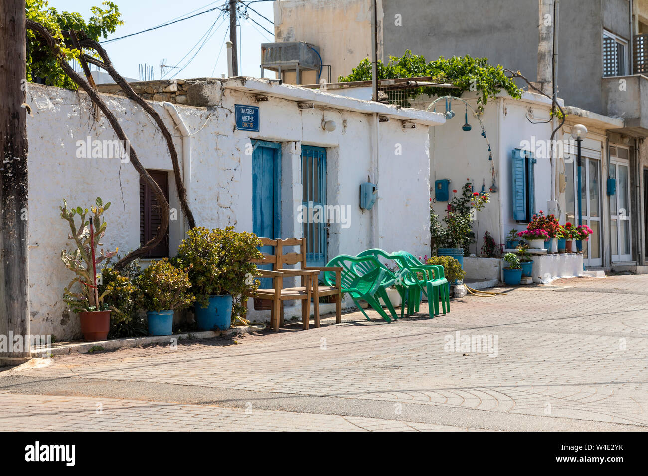 Maisons traditionnelles grecques dans le village d'Analipsi, Crète, Grèce Banque D'Images