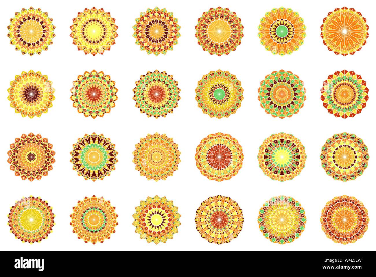 Résumé triangle symbole mandala mosaic set - tour polygonale vecteur éléments ornementaux dessins Illustration de Vecteur