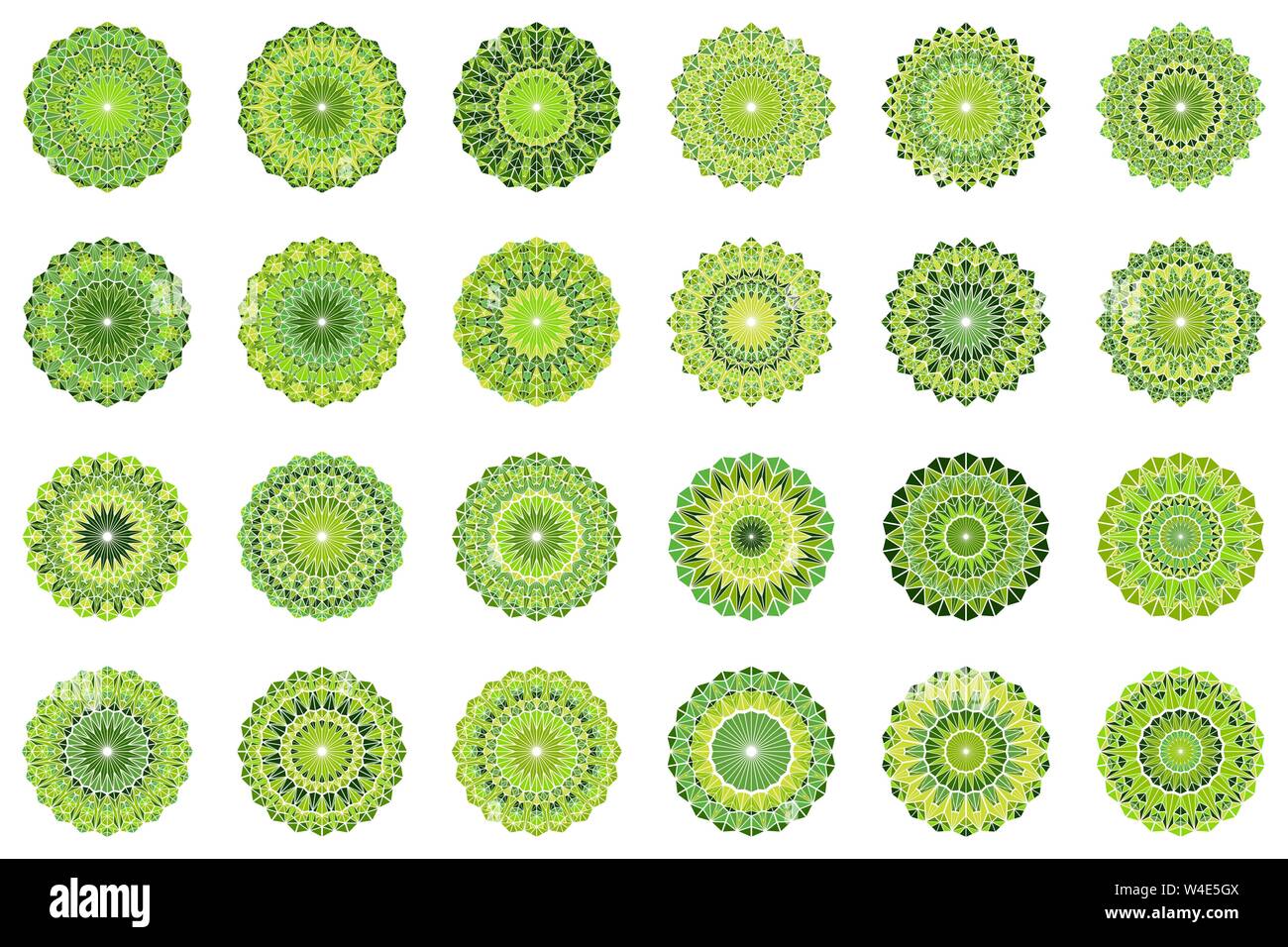 Triangle orné de mosaïque mosaïque abstrait logo mandala circulaire ronde set - dessins vectoriels polygonale Illustration de Vecteur