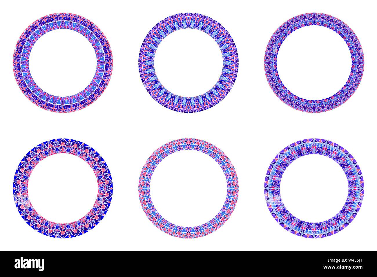 Mosaïque abstraite géométrique de la bordure des cercle circulaire - éléments du vecteur polygonale tirangle 600x600 Illustration de Vecteur