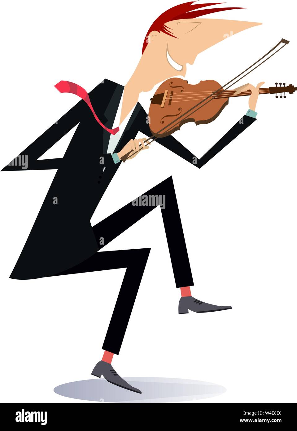 Homme violoniste illustration. L'homme est violoniste à jouer de la musique avec l'inspiration isolated on white Illustration de Vecteur