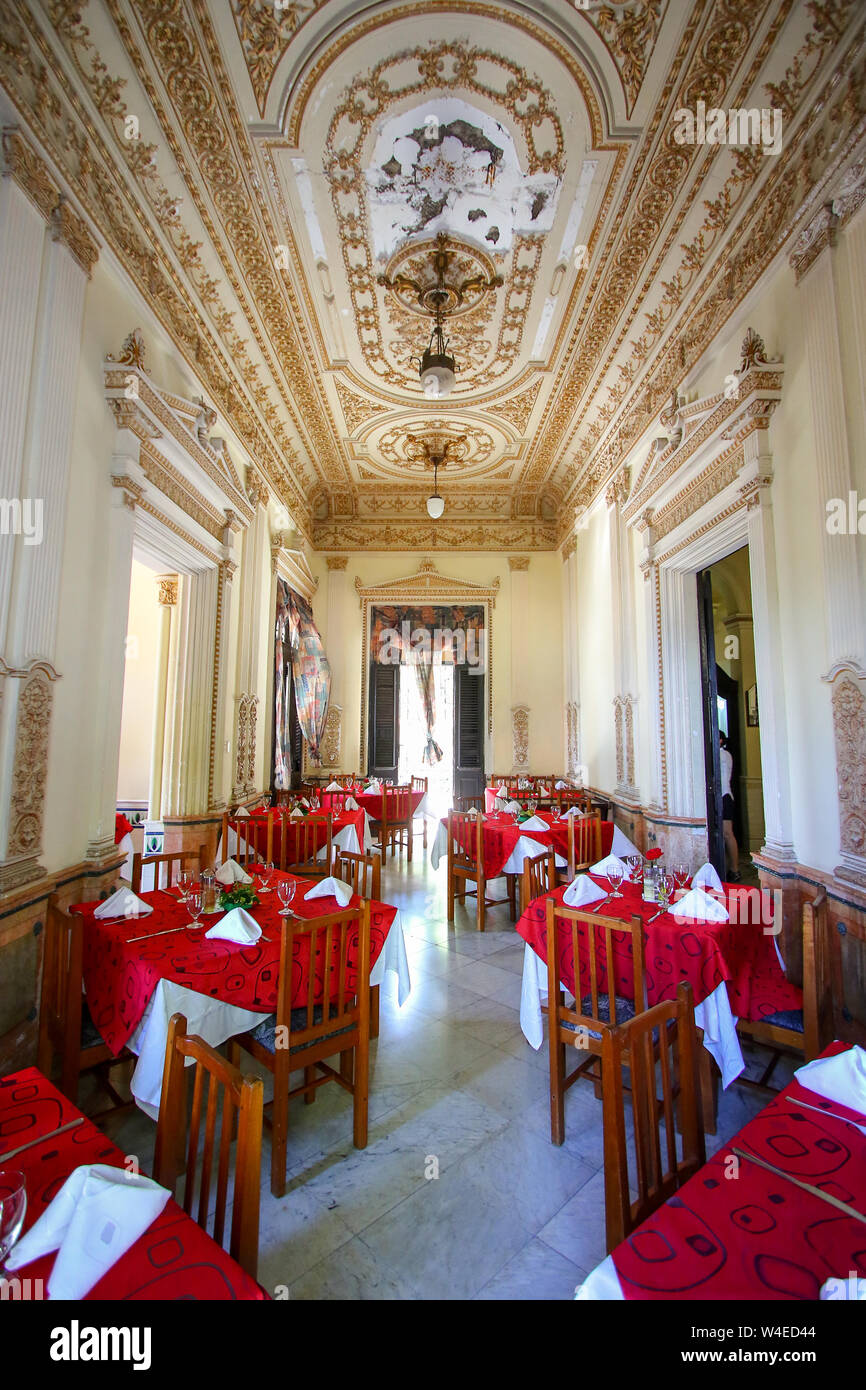 Intérieur de l'hôtel Palacio de Valle à Punta Gorda, Cienfuegos, Cuba Banque D'Images