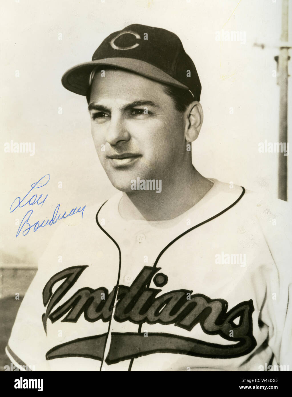 Hall of Fame joueur de baseball Lou Boudreau avec les Indians de Cleveland vers les années 1940 Banque D'Images